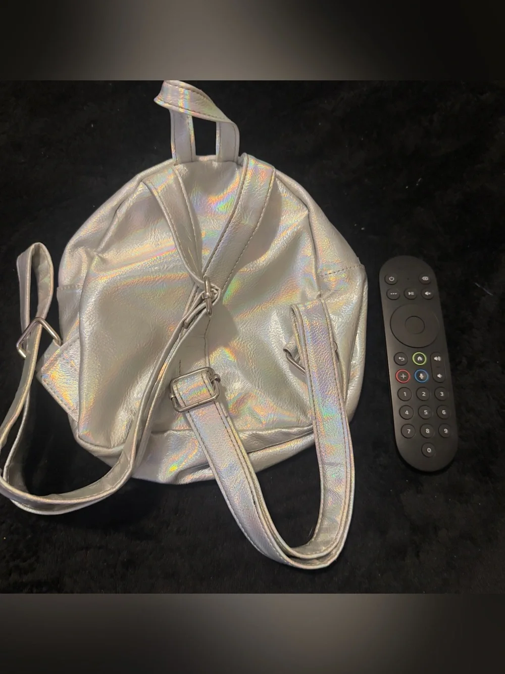 Holographic Quilted Mini Backpack - Silver